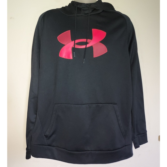 Under Armour Men's Hoodie XL Sweatshirt Armour Fleece Big Logo Loose Black - Picture 1 of 6